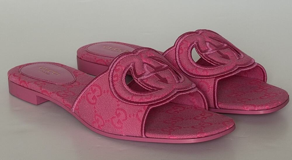 Gucci Interlocking G Pink Sandals 8 US (38 Euro) Italy 790447 NIB
